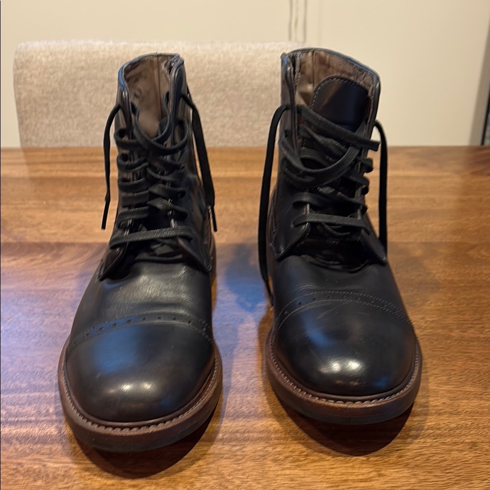 Frye Murray Zip Up Classic Black Leather Men's Boots Size 10